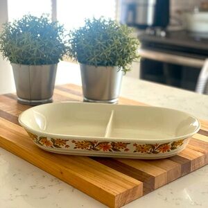 Capri Bake Serve n Store Stoneware Vintage Divided Serving And Baking Dish MCM